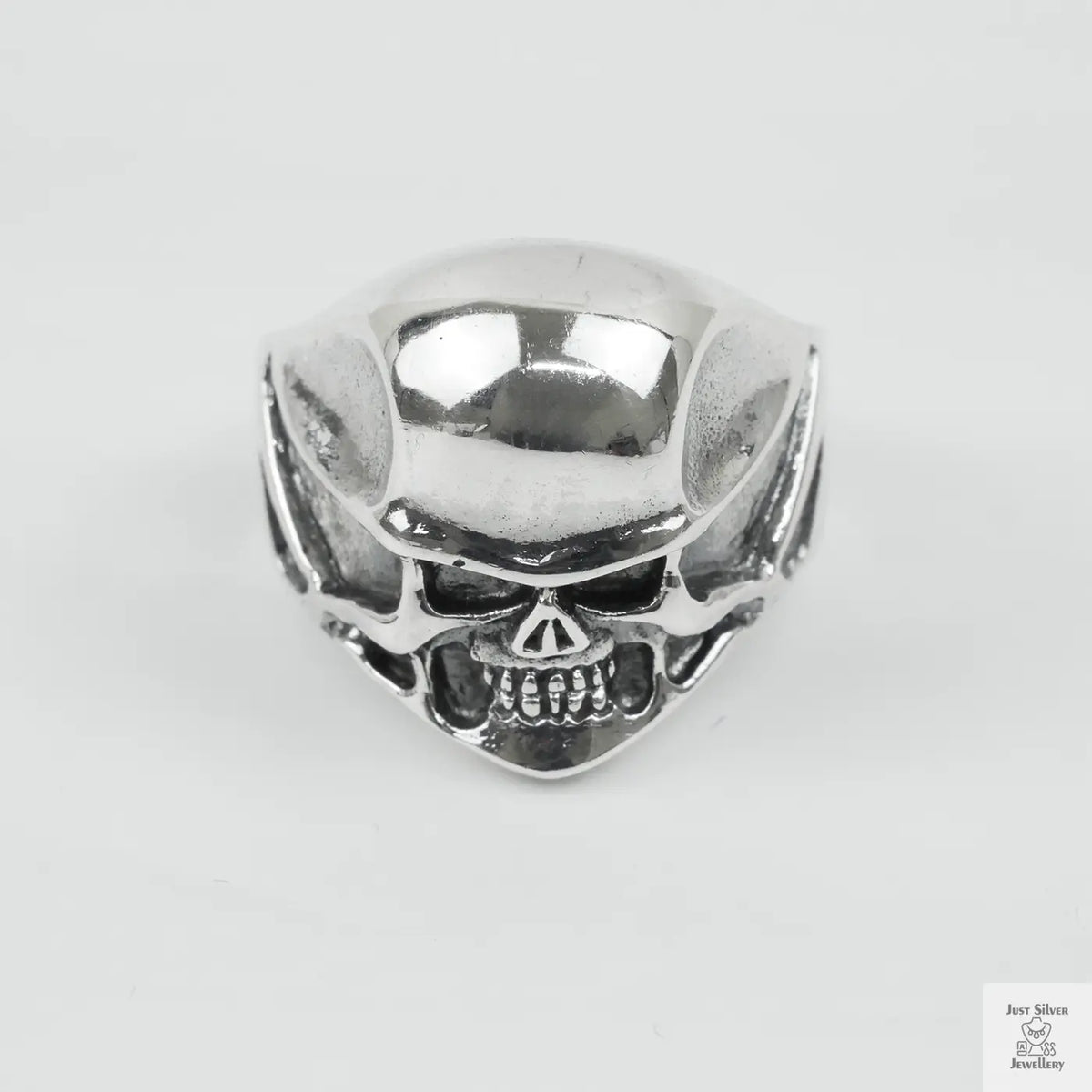 Silver Bold "Small Face Skull" Gents Ring Just Silver Jewellery
