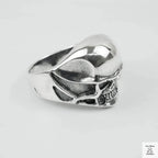 Silver Bold "Small Face Skull" Gents Ring Just Silver Jewellery