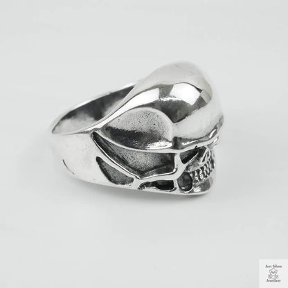 Silver Bold "Small Face Skull" Gents Ring Just Silver Jewellery