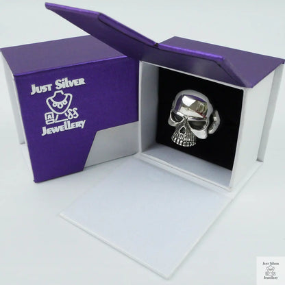 Silver Bold "Skull Face" Gents Ring Just Silver Jewellery