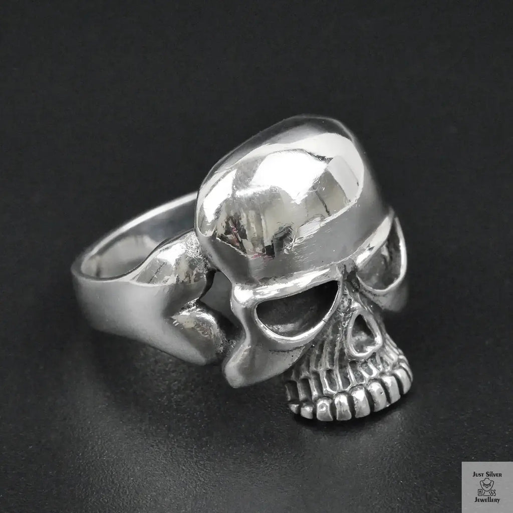 Silver Bold "Skull Face" Gents Ring Just Silver Jewellery