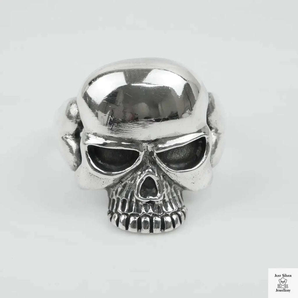 Silver Bold "Skull Face" Gents Ring Just Silver Jewellery