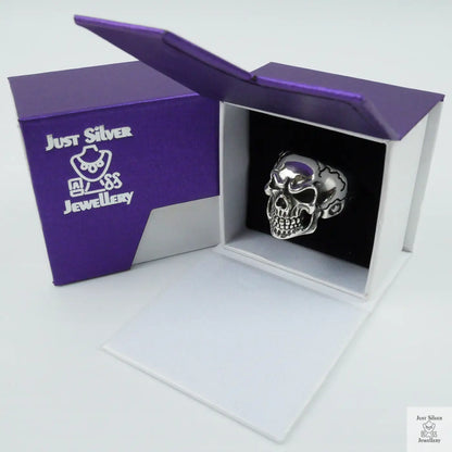 Silver Bold "Face Skull" Gents Ring Just Silver Jewellery