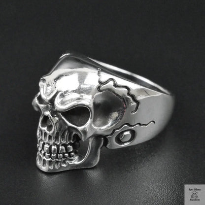 Silver Bold "Face Skull" Gents Ring Just Silver Jewellery