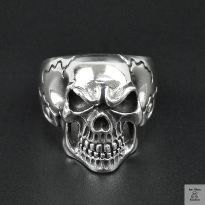 Silver Bold "Face Skull" Gents Ring Just Silver Jewellery