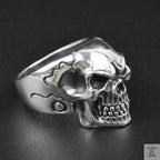 Silver Bold "Face Skull" Gents Ring Just Silver Jewellery