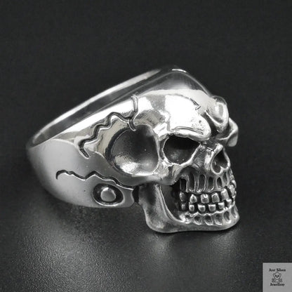 Silver Bold "Face Skull" Gents Ring Just Silver Jewellery