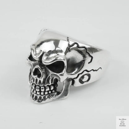 Silver Bold "Face Skull" Gents Ring Just Silver Jewellery