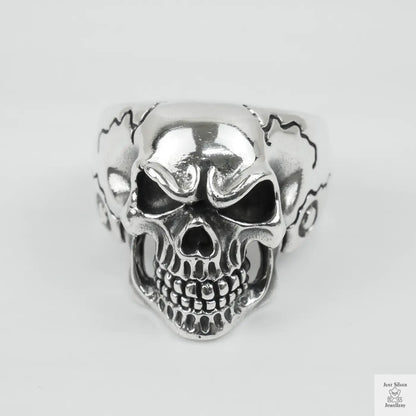 Silver Bold "Face Skull" Gents Ring Just Silver Jewellery
