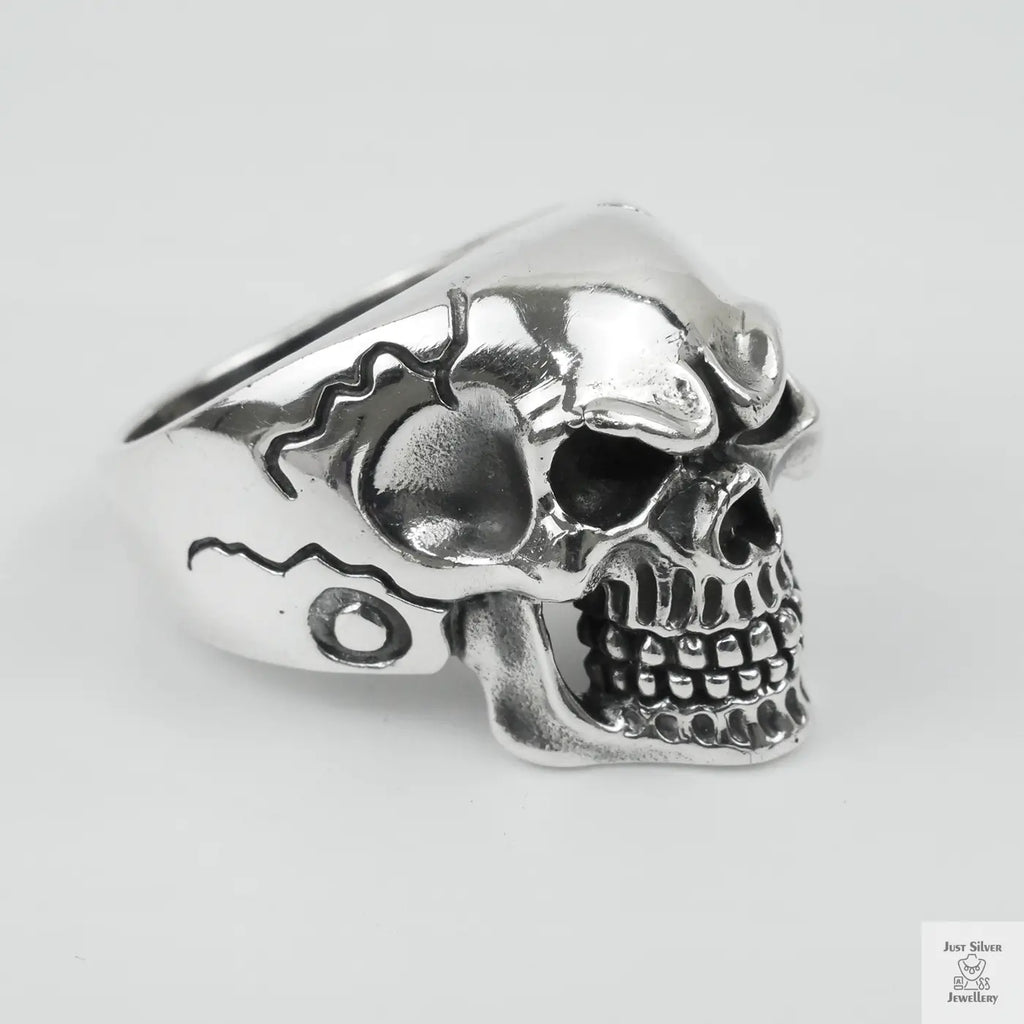 Silver Bold "Face Skull" Gents Ring Just Silver Jewellery