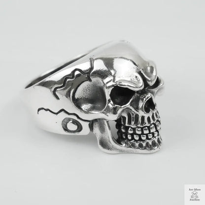 Silver Bold "Face Skull" Gents Ring Just Silver Jewellery