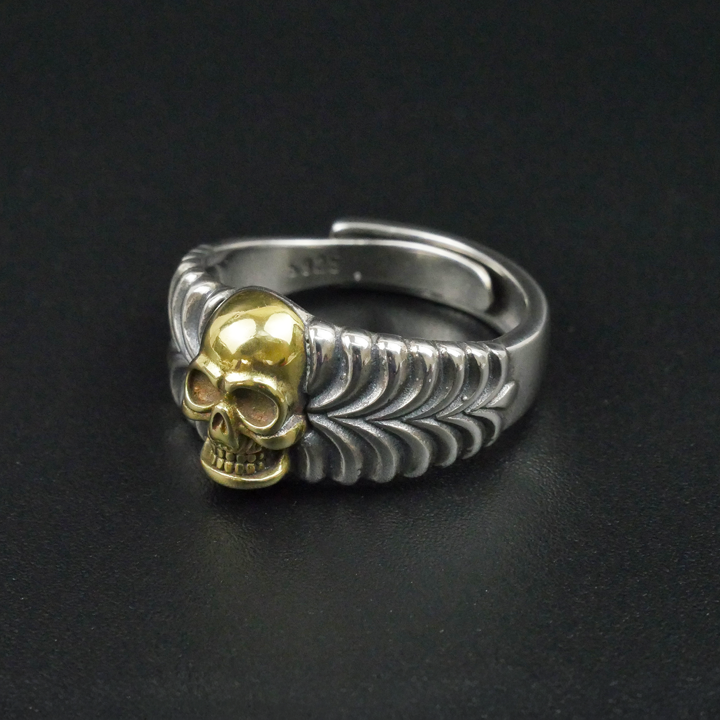 Silver "Brass Skull" Gents Ring