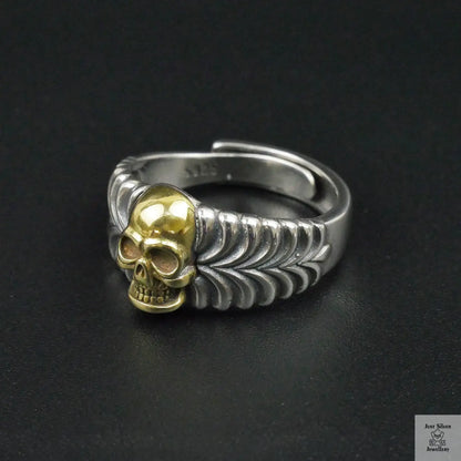 Silver Bold "Brass Skull" Gents Ring Just Silver Jewellery