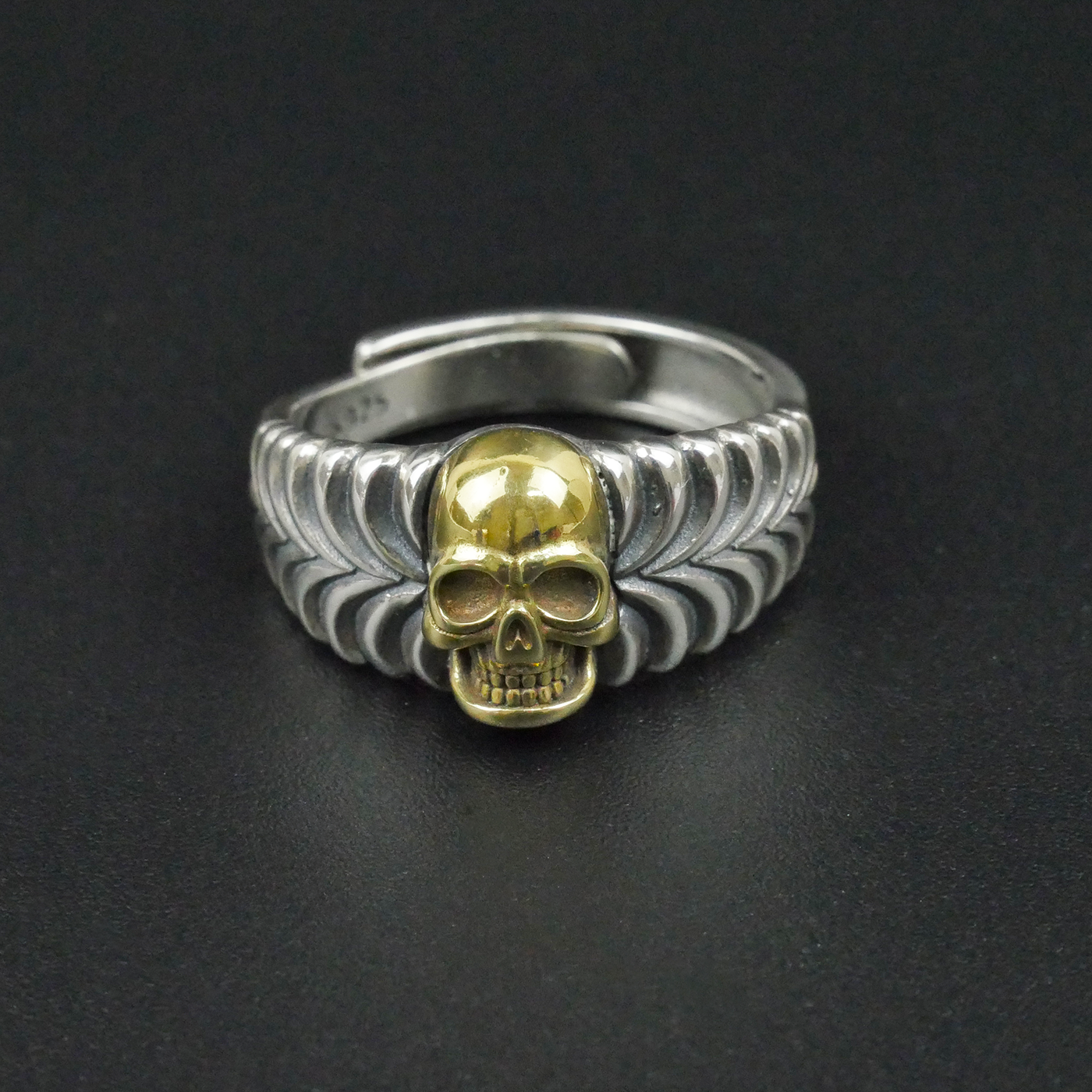 Silver "Brass Skull" Gents Ring