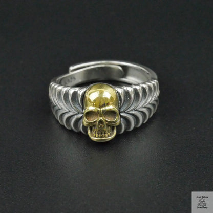 Silver Bold "Brass Skull" Gents Ring Just Silver Jewellery