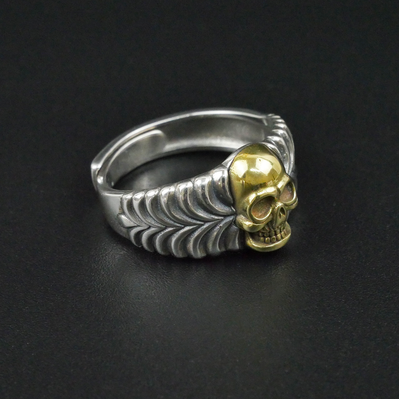 Silver "Brass Skull" Gents Ring