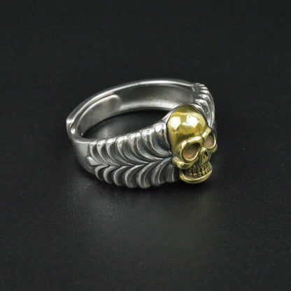 Silver Bold "Brass Skull" Gents Ring Just Silver Jewellery