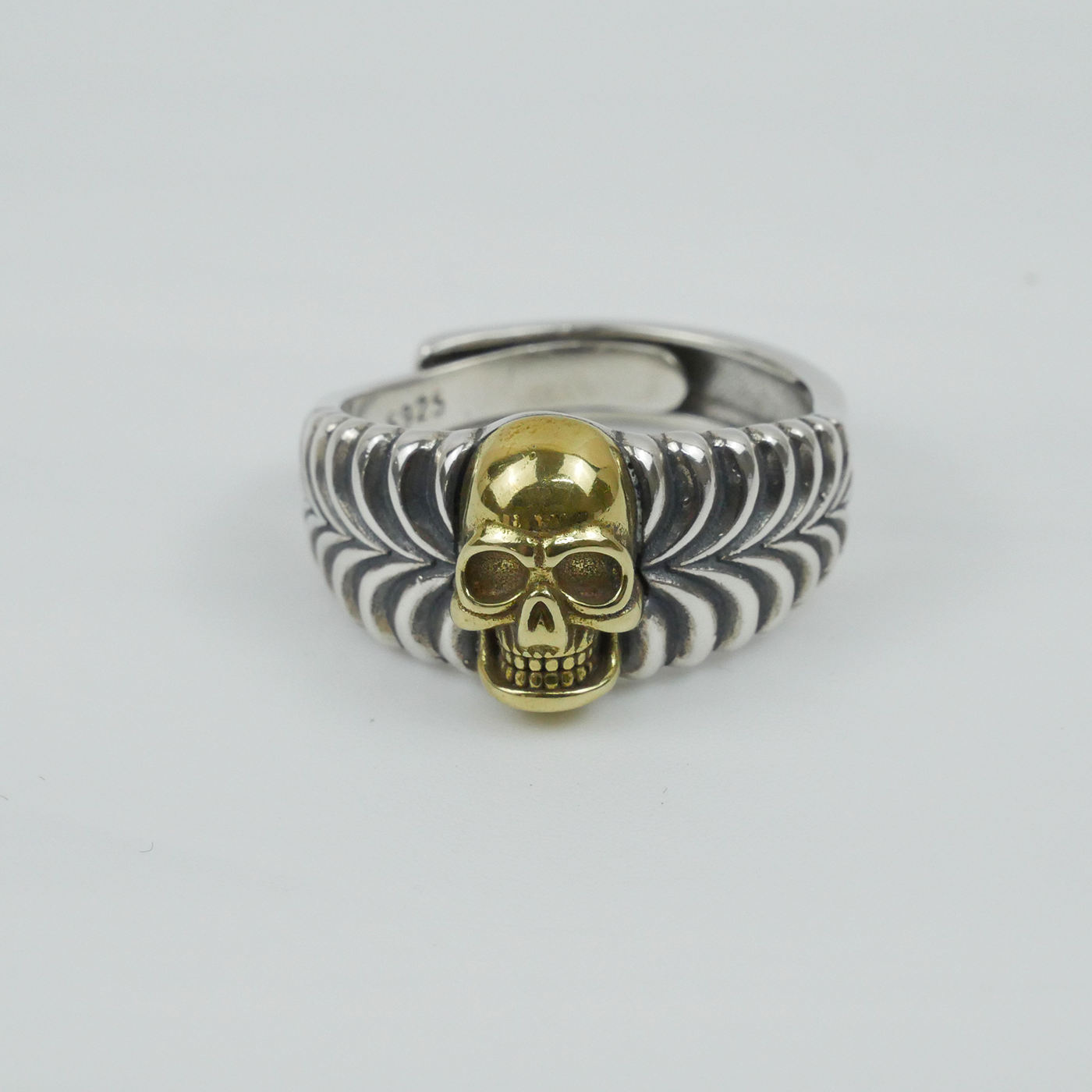 Silver "Brass Skull" Gents Ring