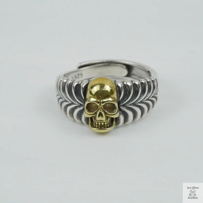 Silver Bold "Brass Skull" Gents Ring Just Silver Jewellery