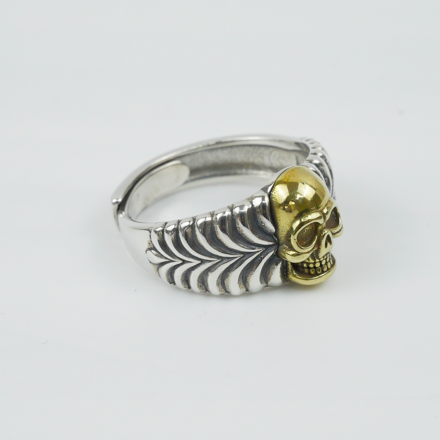 Silver "Brass Skull" Gents Ring