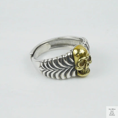 Silver Bold "Brass Skull" Gents Ring Just Silver Jewellery