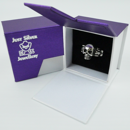 Silver Bold "Skull & Bone" Gents Ring Just Silver Jewellery