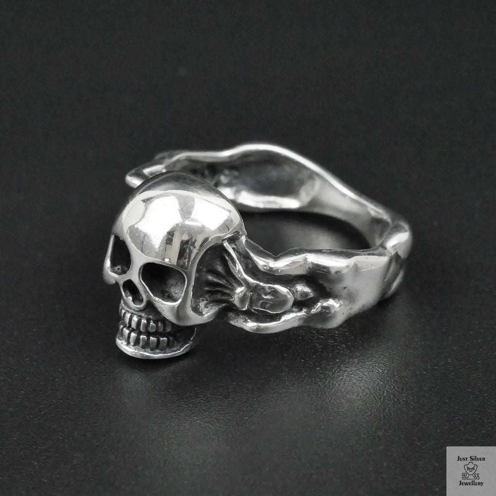 Silver Bold "Skull & Bone" Gents Ring Just Silver Jewellery