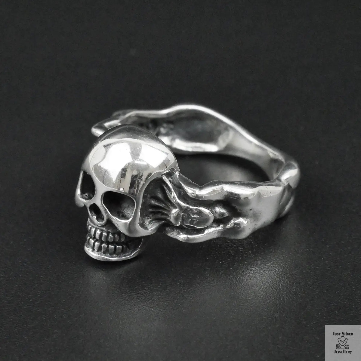 Silver Bold "Skull & Bone" Gents Ring Just Silver Jewellery