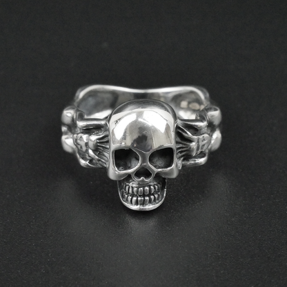 Silver Bold "Skull & Bone" Gents Ring Just Silver Jewellery