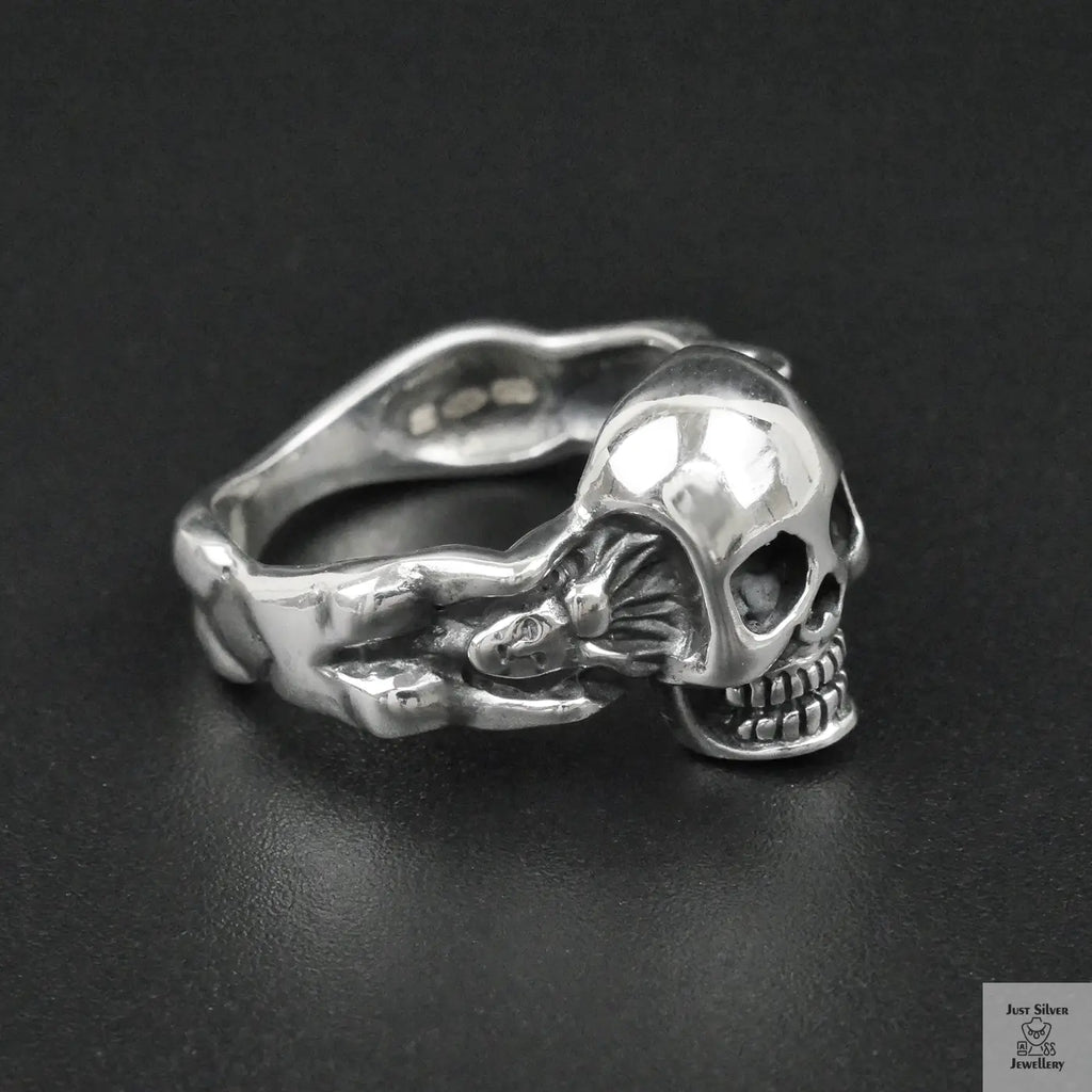 Silver Bold "Skull & Bone" Gents Ring Just Silver Jewellery