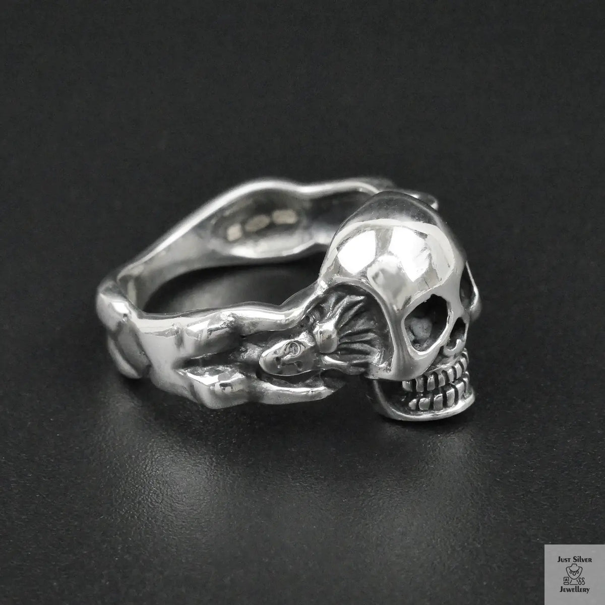 Silver Bold "Skull & Bone" Gents Ring Just Silver Jewellery