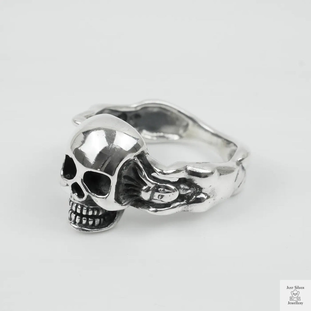 Silver Bold "Skull & Bone" Gents Ring Just Silver Jewellery