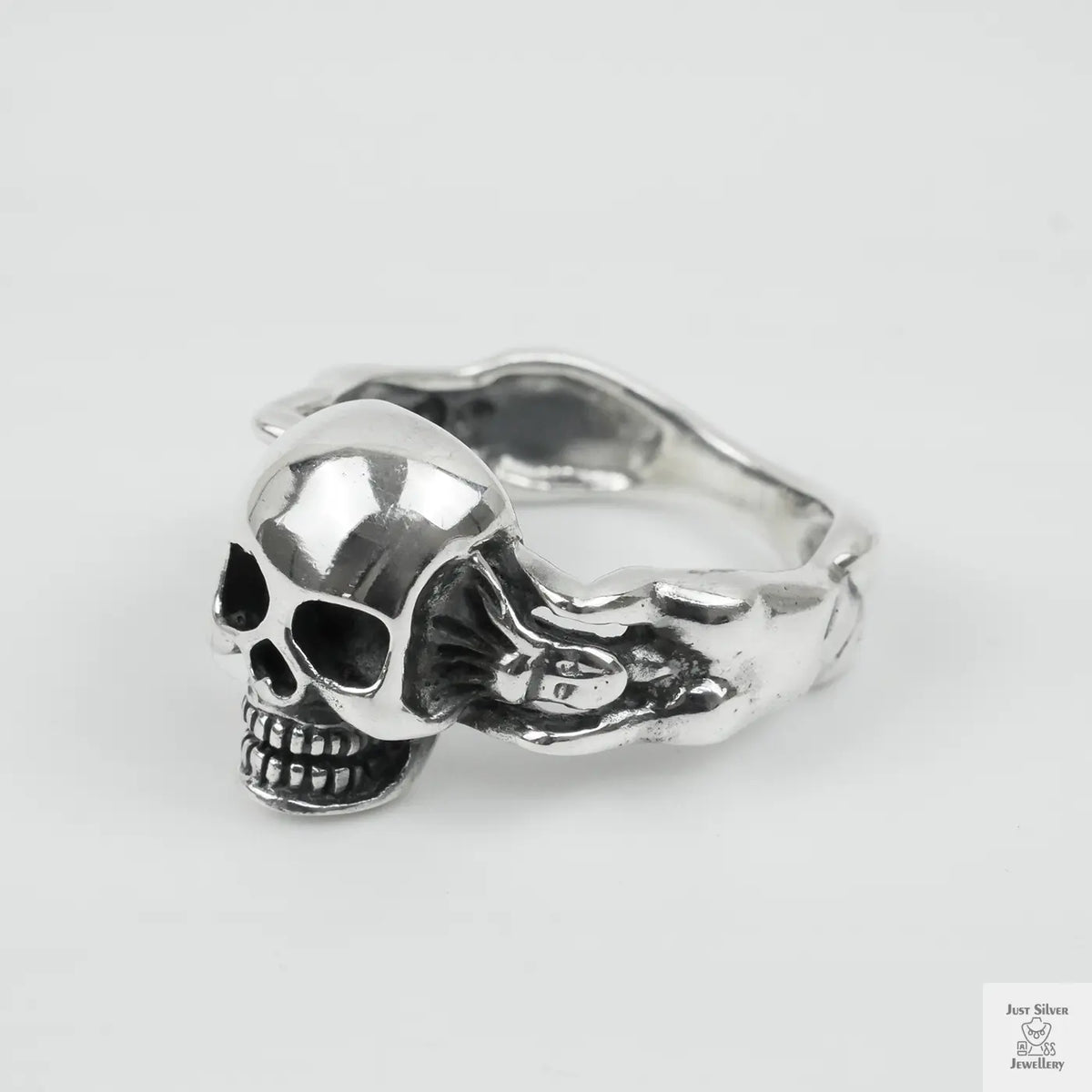 Silver Bold "Skull & Bone" Gents Ring Just Silver Jewellery