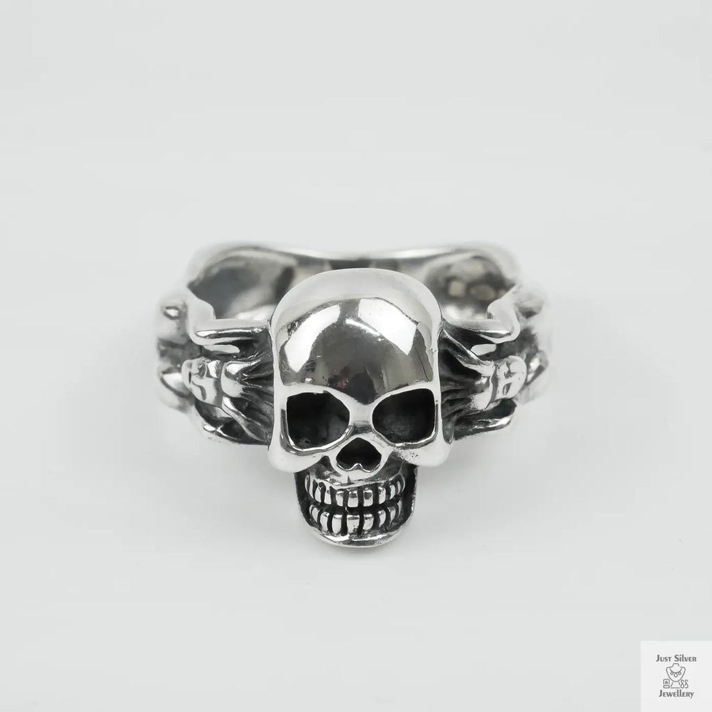 Silver Bold "Skull & Bone" Gents Ring Just Silver Jewellery