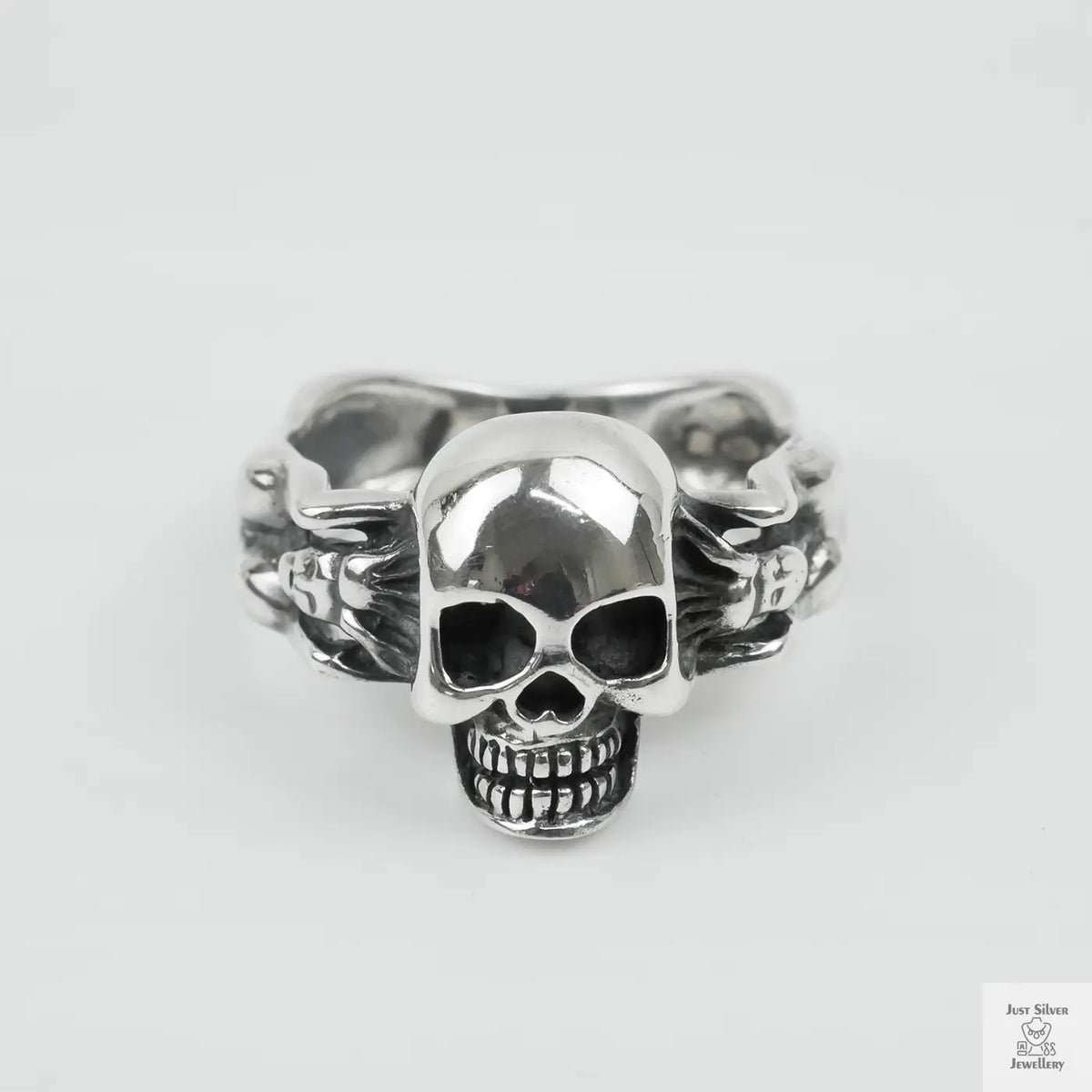 Silver Bold "Skull & Bone" Gents Ring Just Silver Jewellery