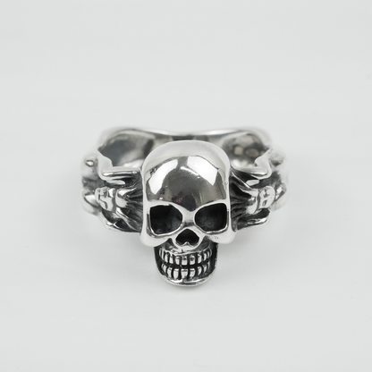 Silver Bold "Skull & Bone" Gents Ring Just Silver Jewellery