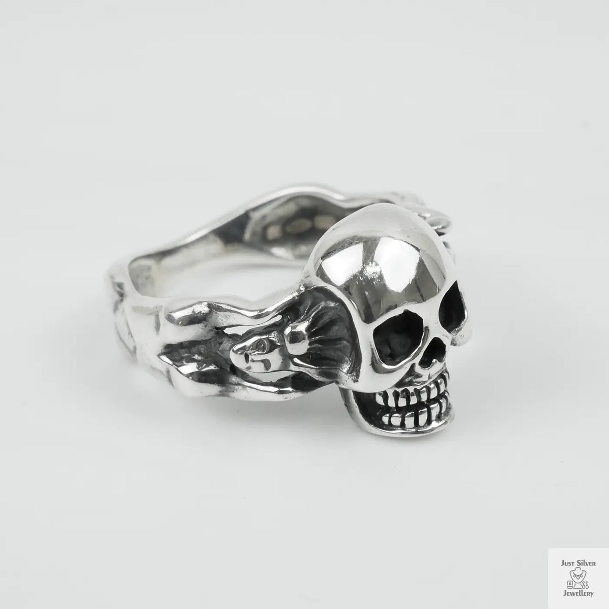 Silver Bold "Skull & Bone" Gents Ring Just Silver Jewellery