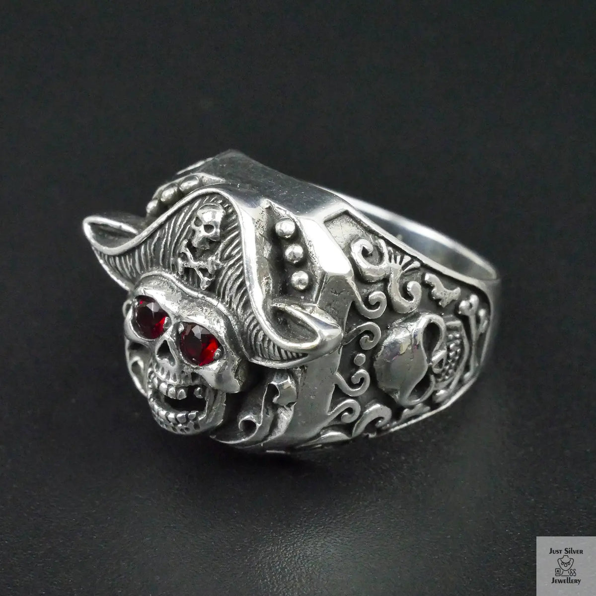 Silver Bold "Pirate Captain" Gents Ring Just Silver Jewellery