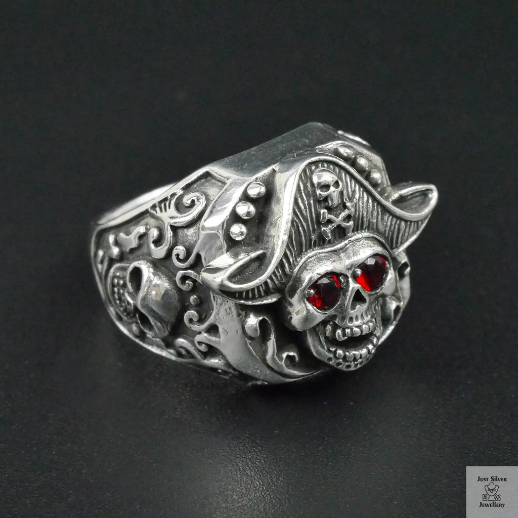 Silver Bold "Pirate Captain" Gents Ring Just Silver Jewellery