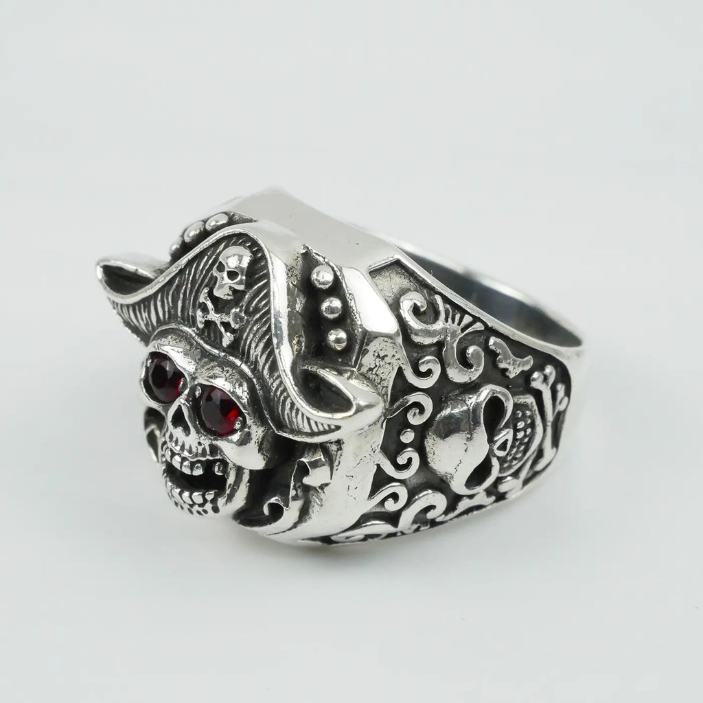 Silver Bold "Pirate Captain" Gents Ring Just Silver Jewellery
