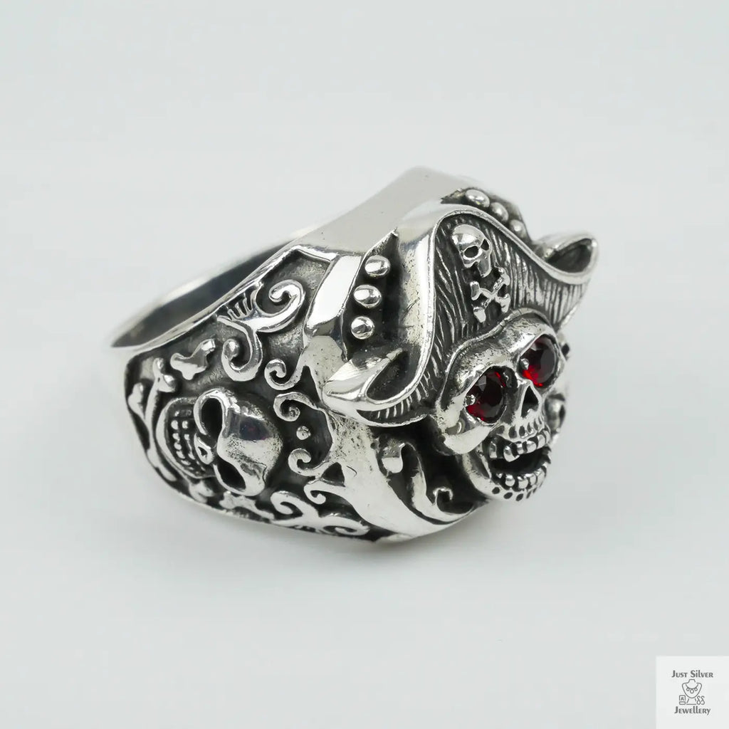 Silver Bold "Pirate Captain" Gents Ring Just Silver Jewellery