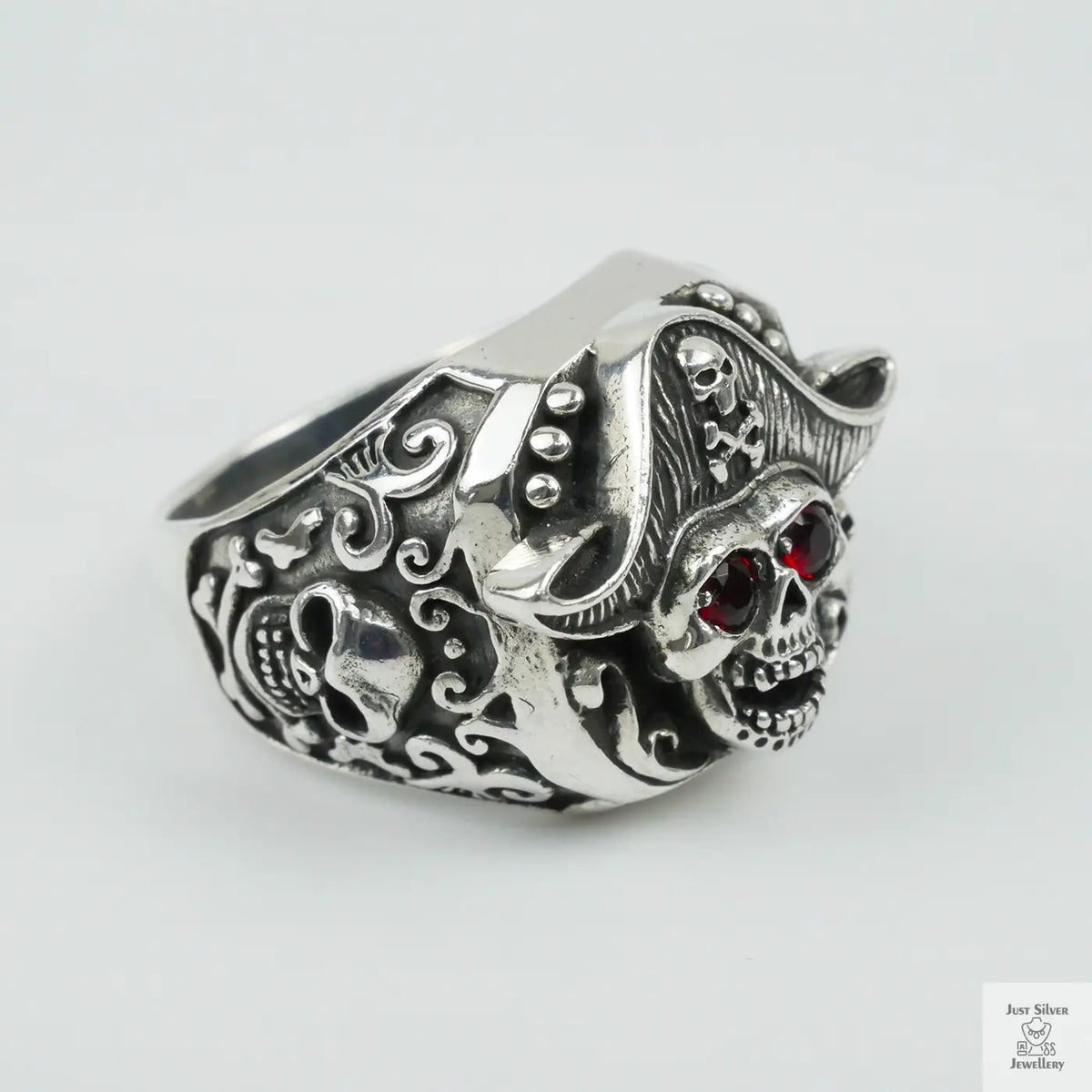 Silver Bold "Pirate Captain" Gents Ring Just Silver Jewellery
