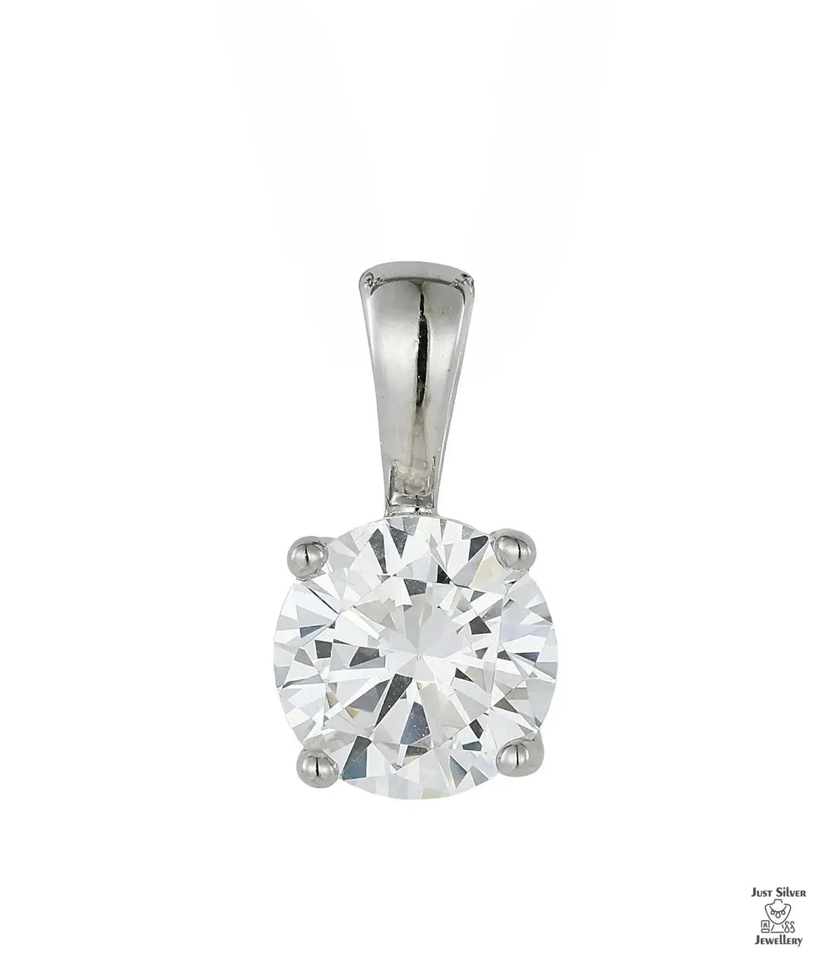 Silver Solitaire Natural Zircon Pendant Just Silver Jewellery