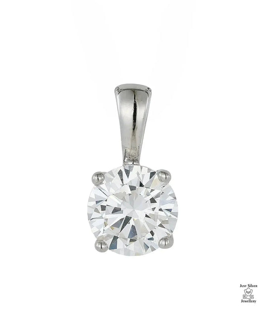 Silver Solitaire Natural Zircon Pendant Just Silver Jewellery