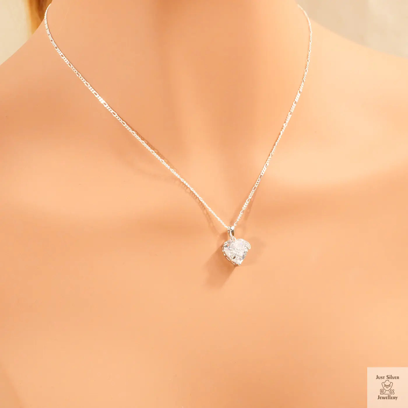 Silver Hearts Natural Zircon Pendant