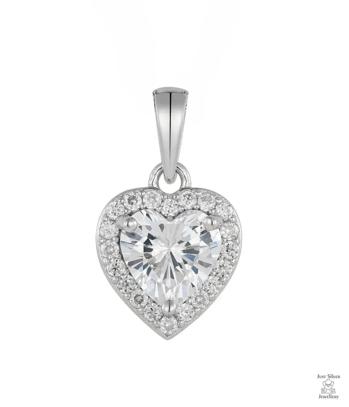 Silver Heart Natural Zircon Pendant Just Silver Jewellery