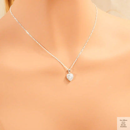 Silver Heart Natural Zircon Pendant