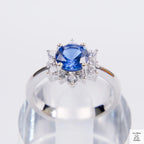 Silver Blue Natural Zircon Flower Ring Just Silver Jewellery
