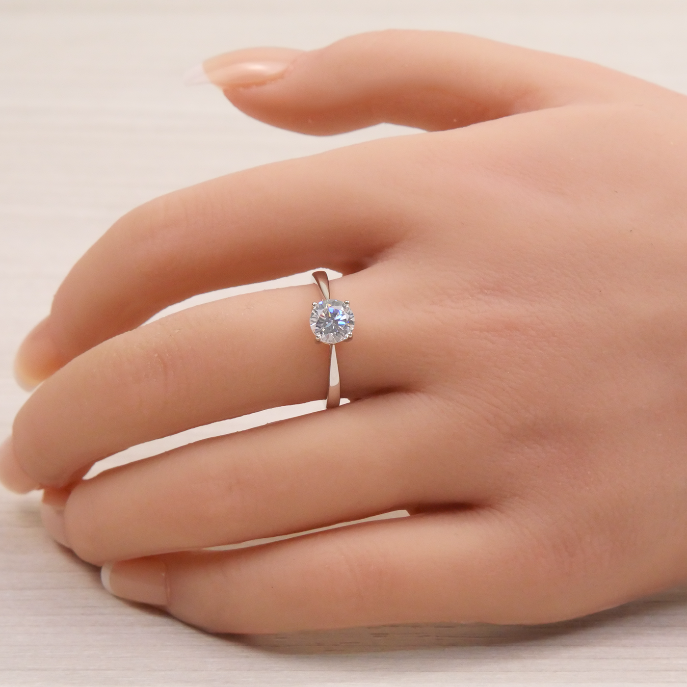 Silver Solitaire Natural Zircon Ring