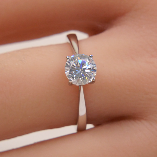 Silver Solitaire Natural Zircon Ring